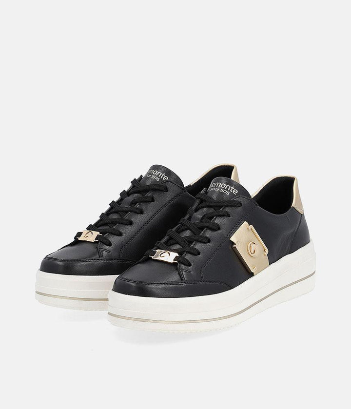 Reliable & Stunning Remonte Black/ Gold Trainers