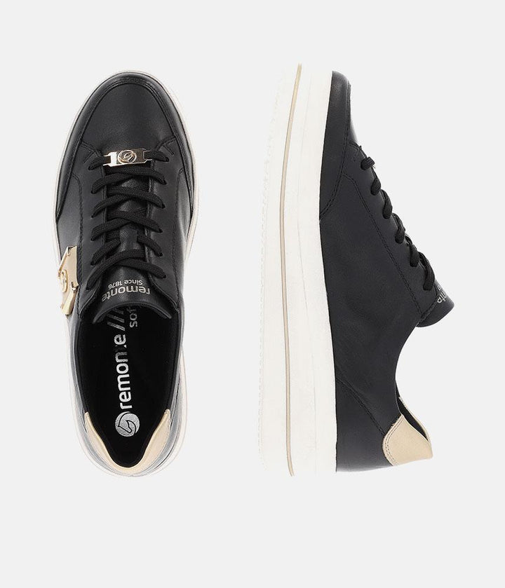 Reliable & Stunning Remonte Black/ Gold Trainers