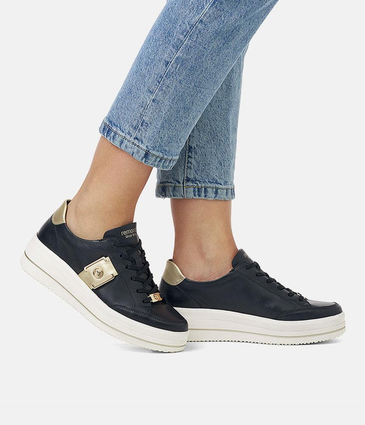 Reliable & Stunning Remonte Black/ Gold Trainers