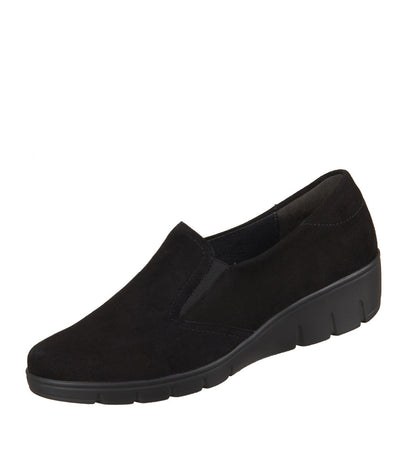 Semler Plush Black Velour Wedge Loafers