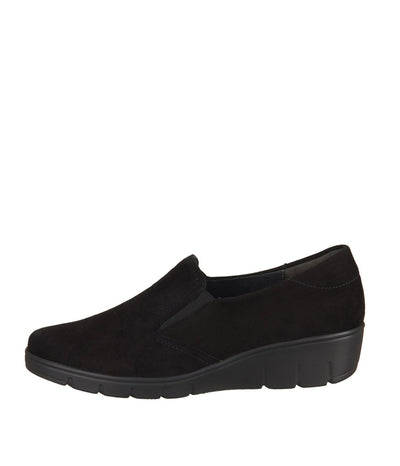 Semler Plush Black Velour Wedge Loafers