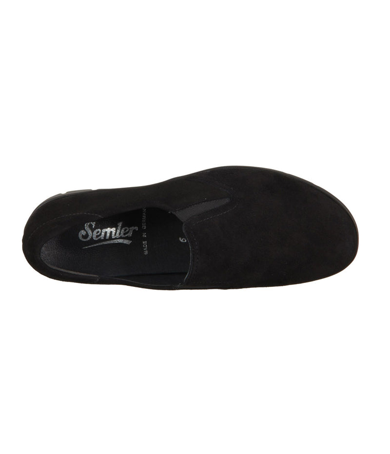 Semler Plush Black Velour Wedge Loafers