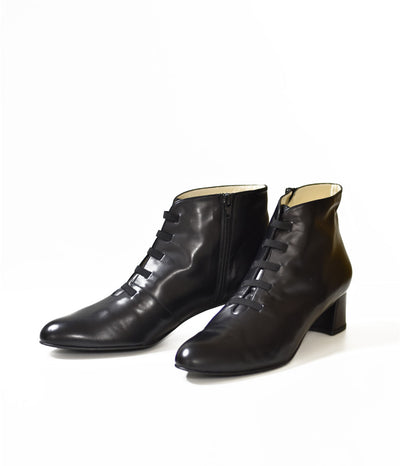 Premium Leather Black Laced Ankle Boots