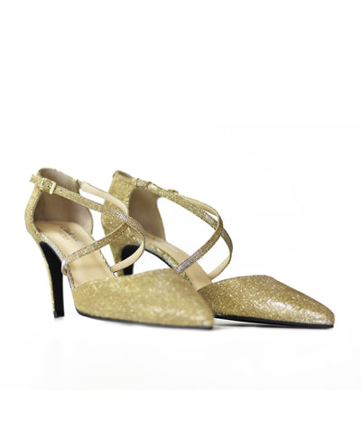 Cinderella Gold Glitter Strappy Heels