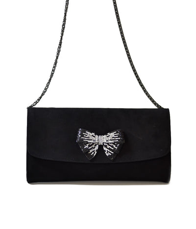 Deluxe Black Party Evening Shoulder Bag with Bow