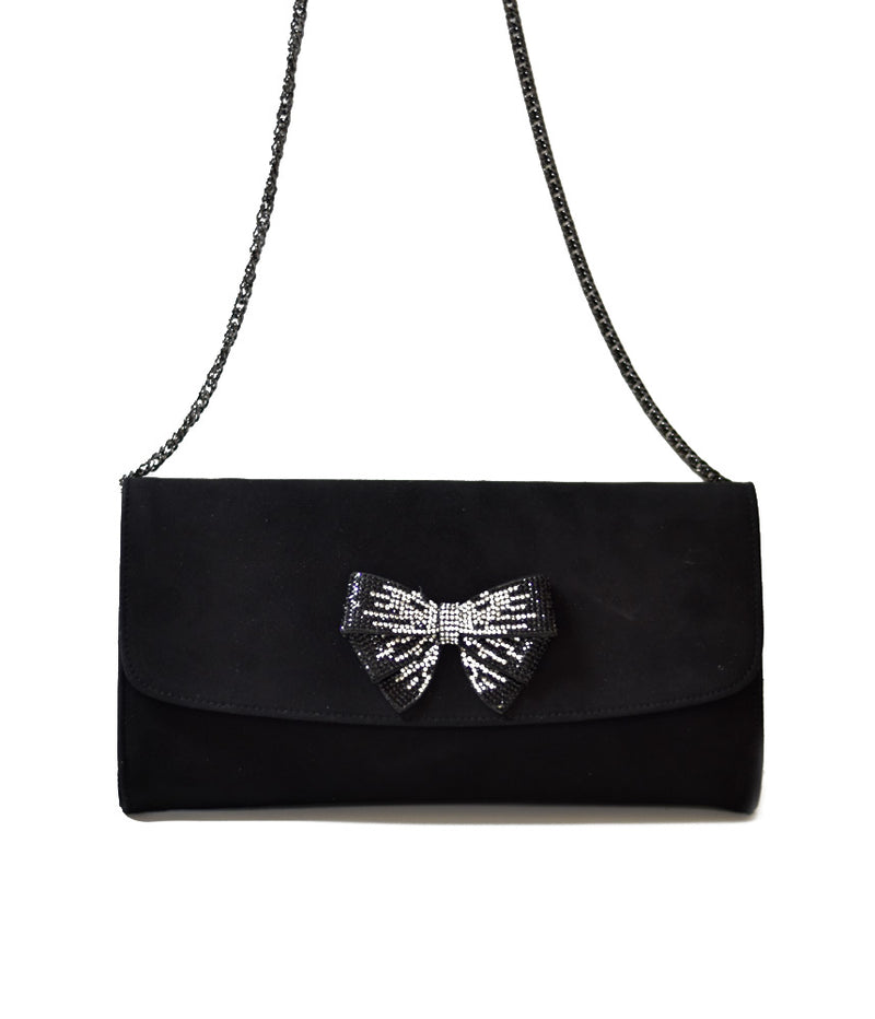 Deluxe Black Party Evening Shoulder Bag with Bow