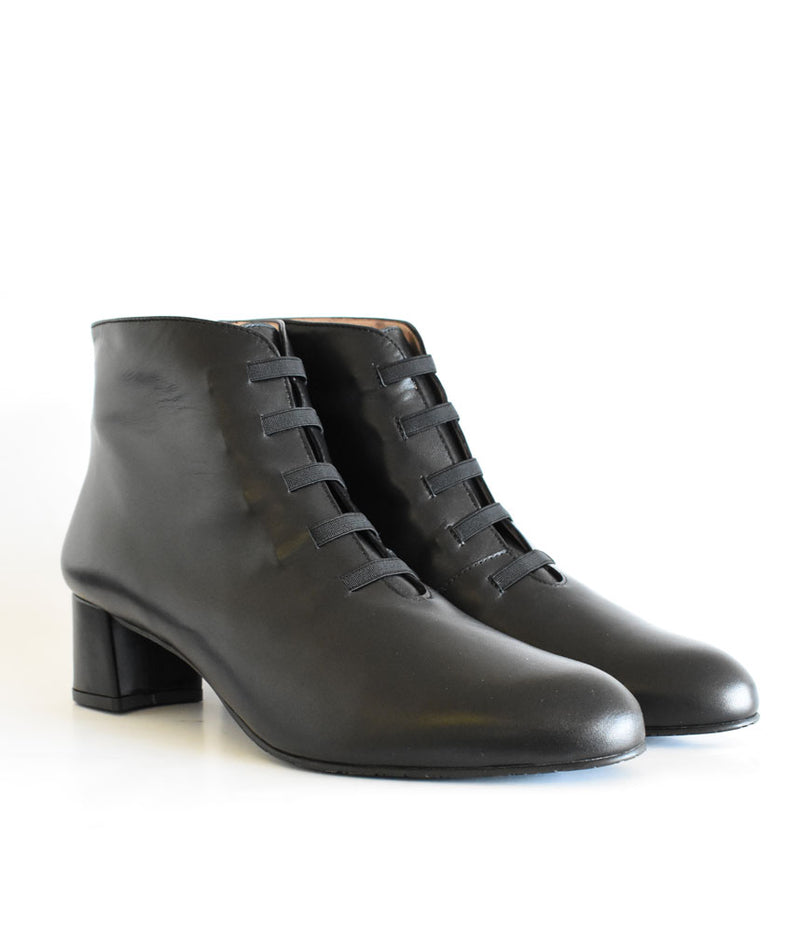 Premium Leather Black Laced Ankle Boots