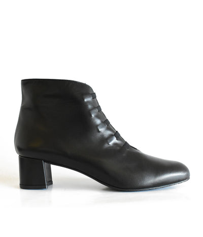 Premium Leather Black Laced Ankle Boots
