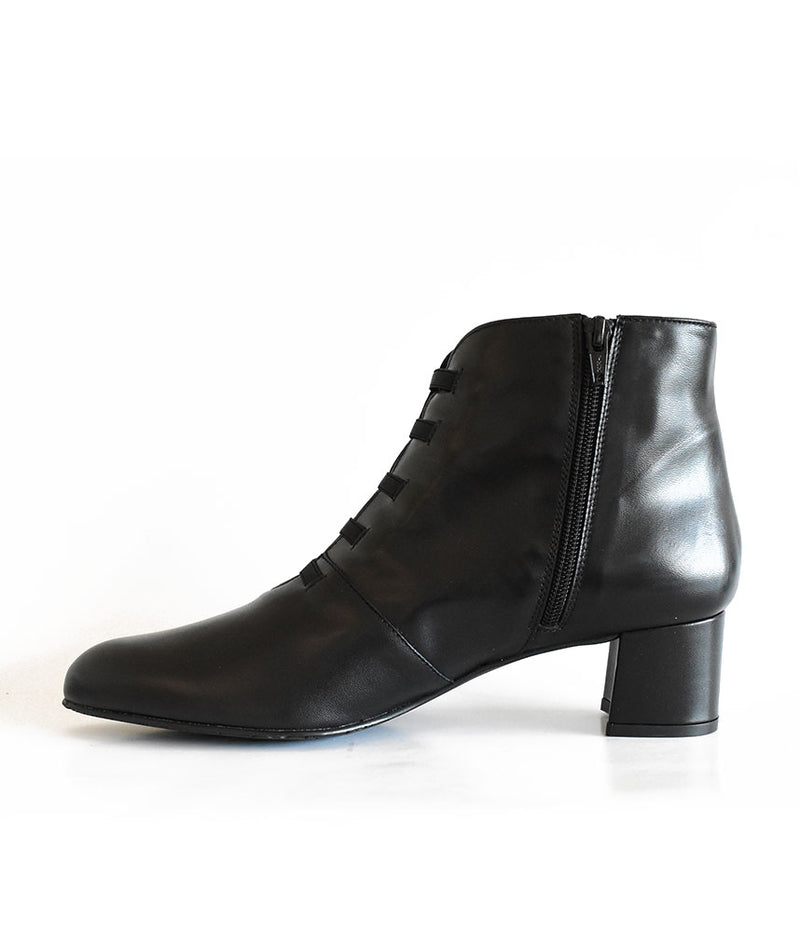 Premium Leather Black Laced Ankle Boots