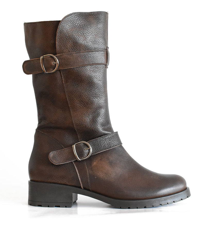 Deluxe Cognac Brown Leather Mid-Calf Boots
