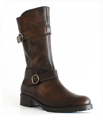 Deluxe Cognac Brown Leather Mid-Calf Boots