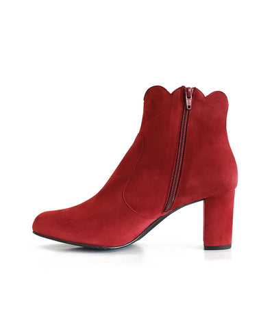 Gorgeous Red Suede Love Heart Ankle Boots