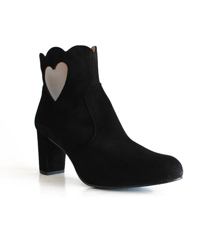 Gorgeous Black Suede Love Heart Ankle Boots