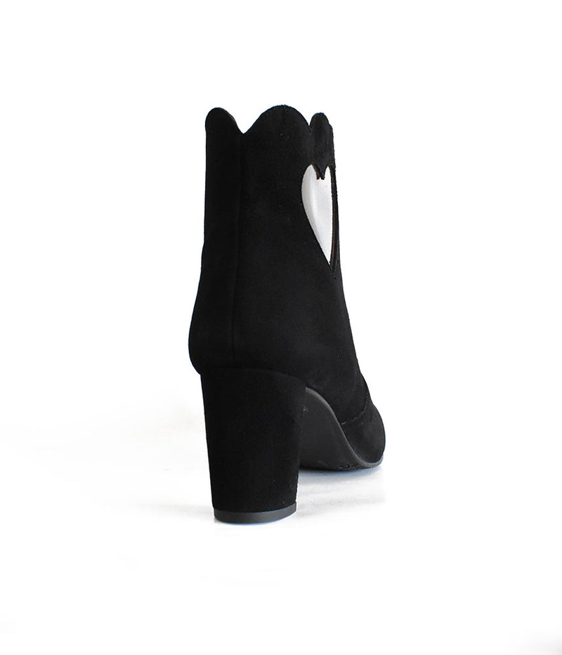 Gorgeous Black Suede Love Heart Ankle Boots