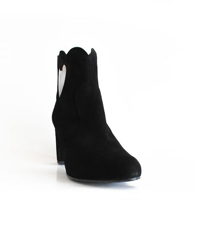 Gorgeous Black Suede Love Heart Ankle Boots