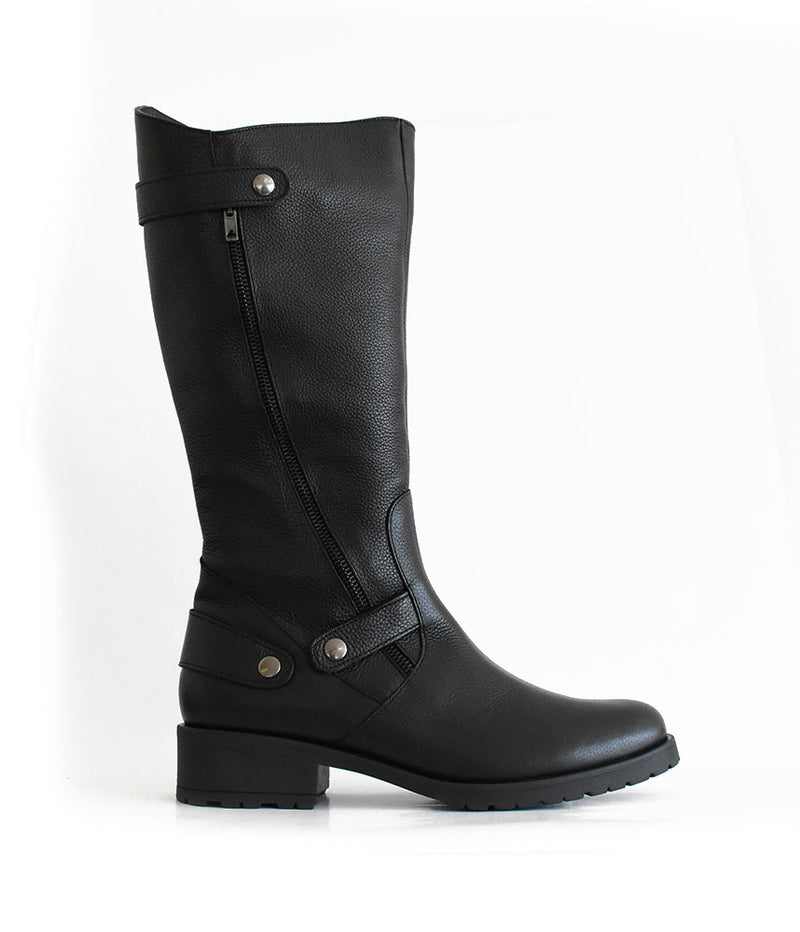 Classic Long Black Nubuck Leather Boots