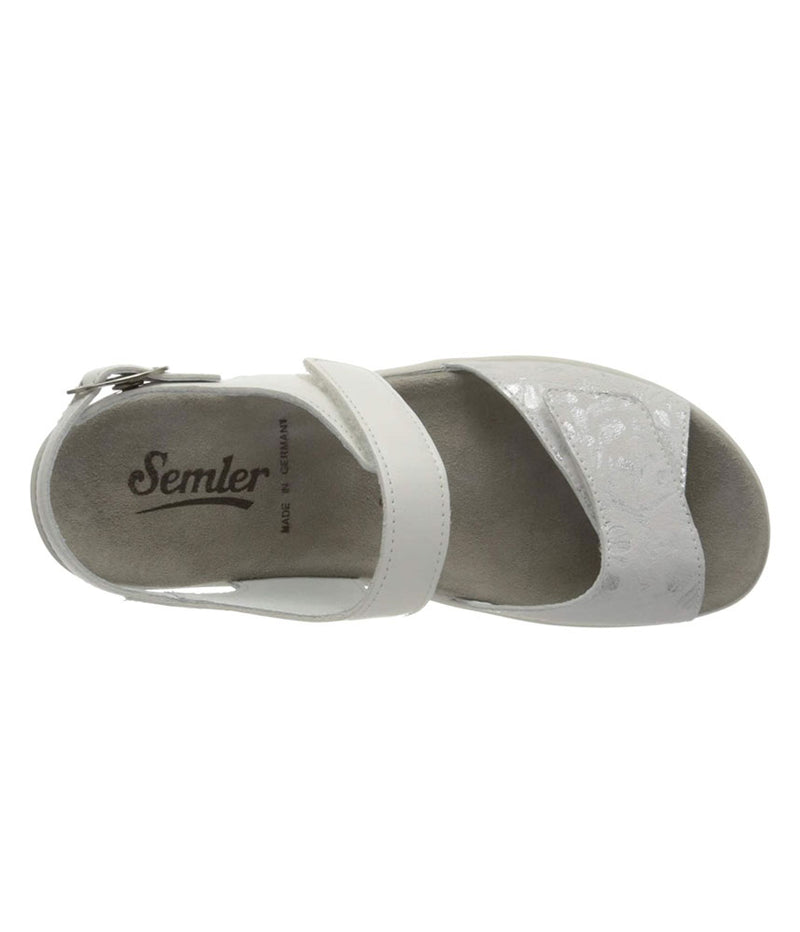 Semler Stylish White/Silver Flower Print Sandals
