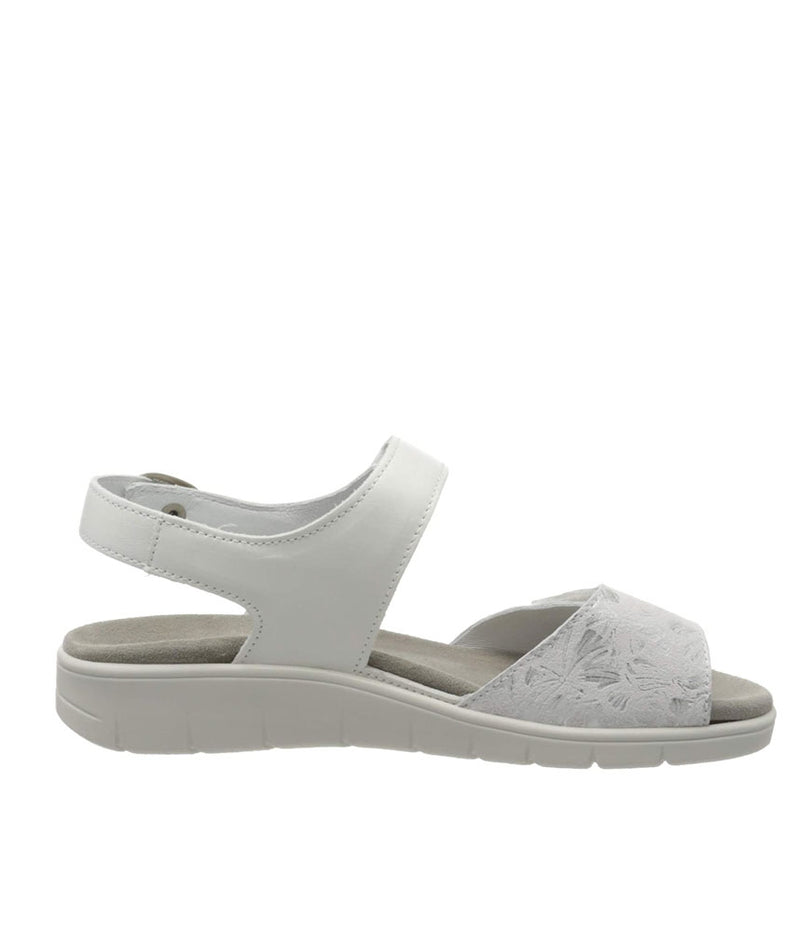 Semler Stylish White/Silver Flower Print Sandals