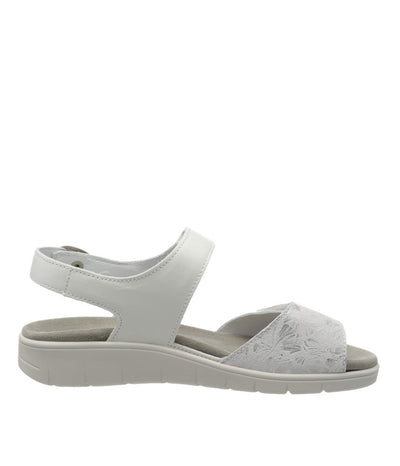 Semler Stylish White/Silver Flower Print Sandals