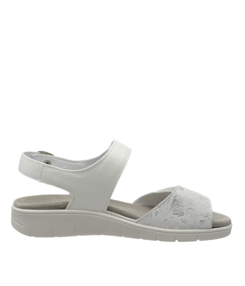 Semler Stylish White/Silver Flower Print Sandals