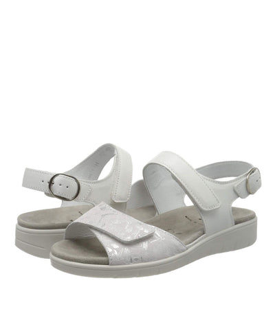 Semler Stylish White/Silver Flower Print Sandals