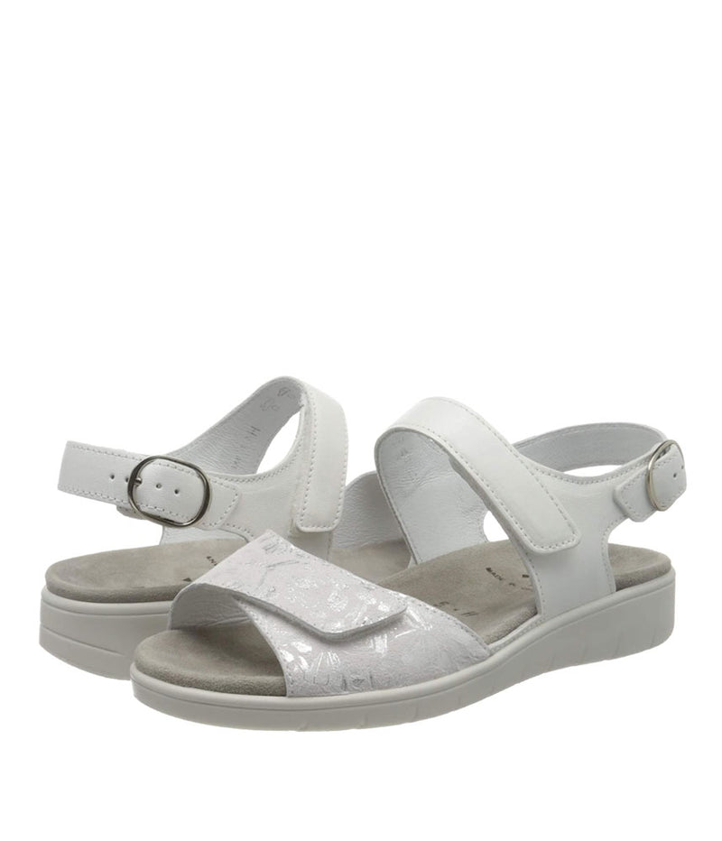 Semler Stylish White/Silver Flower Print Sandals