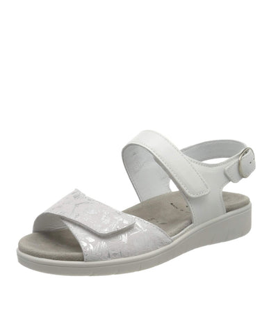 Semler Stylish White/Silver Flower Print Sandals