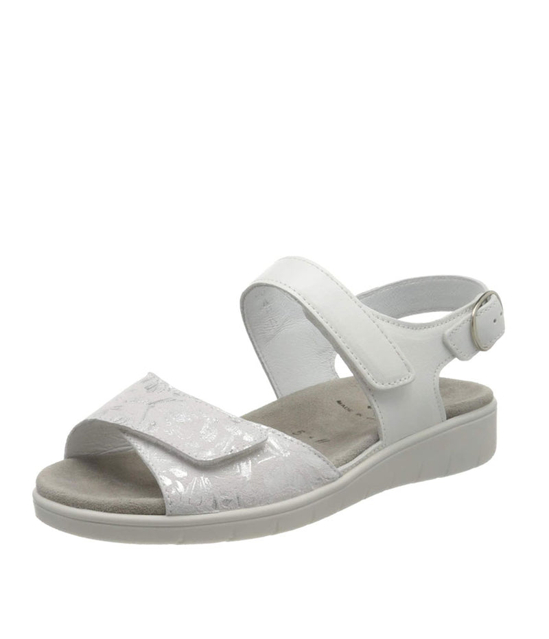 Semler Stylish White/Silver Flower Print Sandals